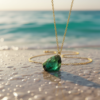 Raw Emerald Pendant Necklace Gold Plated May Birthstone - Image 3
