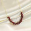 Garnet Chip Bead Bar Necklace 18K Gold Plated January - Image 3