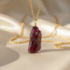 Raw Garnet Pendant Necklace Gold Plated January Birthstone - Image 7