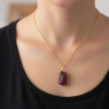 Raw Garnet Pendant Necklace Gold Plated January Birthstone - Image 5