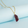 Raw Garnet Pendant Necklace Gold Plated January Birthstone - Image 3