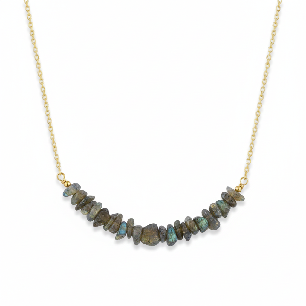 Gemini_Generated_Image_6g2jjv6g2jjv6g2j Labradorite Chip Bar Necklace Gold Plated Aquarius Zodiac - Image 1