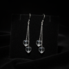 Crystal Quartz Double Heart Drop Silver Earrings - Image 7