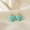 Amazonite Heart Earrings 925 Silver Gold Plated Virgo - Image 2