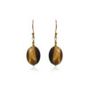 Tiger Eye Drop Earrings 925 Silver Gold Plated Leo