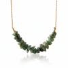 Raw Emerald Chip Bead Bar Necklace Gold Plated May