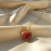 Red Jasper Heart Pendant Necklace 925 Silver Gold Plated Leo - Image 2