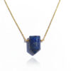 Lapis Lazuli Crystal Point Pendant Necklace 18K Gold Plated