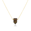 Tiger Eye Crystal Point Pendant Gold Plated Chain Necklace