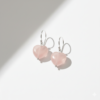 Rose Quartz Earrings 925 Silver White Rhodium Plated Taurus - Image 11