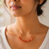Carnelian Chip Necklace Gold Plated Leo Birthstone - Image 2