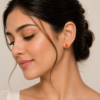 Carnelian Gemstone Rose Gold Plated Silver Stud Earrings - Image 2