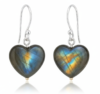 Labradorite Heart Earrings 925 Silver White Rhodium Plated Scorpio