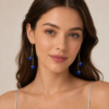 Lapis Lazuli Double Heart Earrings Gold Plated Sagittarius - Image 2