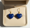 Lapis Lazuli Heart Earrings 925 Silver 18K Gold Plated Leo - Image 2