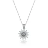 Radiant Sunflower Brilliance: American Diamond Silver Necklace with Chain