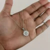 Radiant Sunflower Brilliance: American Diamond Silver Necklace with Chain - Image 4