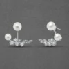 Dual Style Two Way Pearl Silver Earrings - Image 4