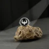 Black Enamel Eagle Silver Mens Ring - Image 2