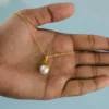 Gold Plated Pearl Drop Pendant Necklace - Image 3