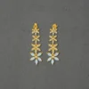 Gold Plated Floral Drop Earrings - Image 4