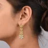 Gold Plated Floral Drop Earrings - Image 2