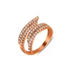 Radiant Rose Gold-Plated Bypass Ring with American Diamond Stones