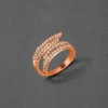 Radiant Rose Gold-Plated Bypass Ring with American Diamond Stones - Image 2