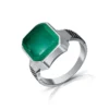 Godric Silver Green Agate Gemstone Ring For Men
