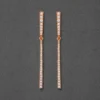 Rose Gold Dangle Linear Bar Earrings - Image 3