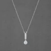 Pearl Drop Bar Silver Necklace - Image 2