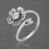 Beautiful Flower Adjustable Silver Ring - Image 2
