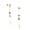 Black & Gold Silver Dangle Earrings For Women