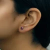 Graceful and Refined- Precious stones Silver Stud Earrings - Image 3