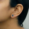 Silver Stud Earrings with Precious Stones - Subtle Elegance - Image 3