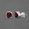 Graceful and Refined- Precious stones Silver Stud Earrings - Image 2