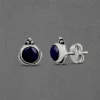 Stunning Handcrafted Silver Stud Earrings with Precious stones - Image 2