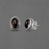 Artisan-Crafted Round Precious Stones Silver Stud Earrings - Image 2