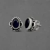 Silver Stud Earrings with Precious Stones - Subtle Elegance - Image 2