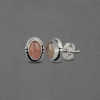 Silver Stud Earrings with Round Precious Stones - Image 2