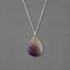 Purple Agate Pear Shape Silver Necklace