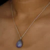 Purple Agate Pear Shape Silver Necklace - Image 3