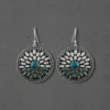 Enchanting Silver Earrings: Turquoise Stone and Sky Blue Enamel - Image 4