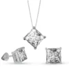 Princess Solitaire American Diamond Silver Jewelry Set