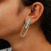 Sky Blue Enamel Drop Silver Earrings for Women - Image 2
