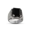 Tiger Roar Black Onyx Stone Silver Men Ring