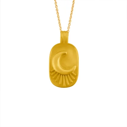 Gold Plated Moon Pendant Silver Necklace For Girl
