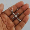 Unisex Cross Silver Necklace with American Diamond - Image 3