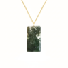 Moss Agate Rectangle Necklace 925 Silver Gold Filled