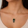 Moss Agate Coffin Necklace 925 Silver Gold Plated Virgo - Image 2